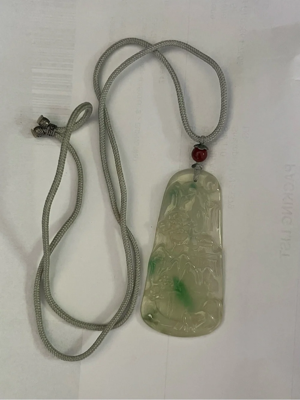 Carved Jadeite Jade Landscape Pendant / Necklace